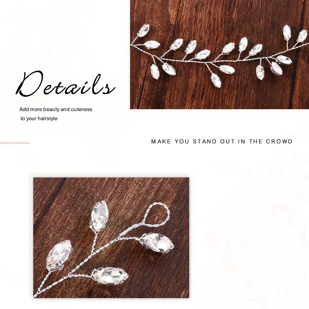 Asooll Wedding Hair Accessories Silver Bridal Hair Piece Rhinestone Hair Vine for Women