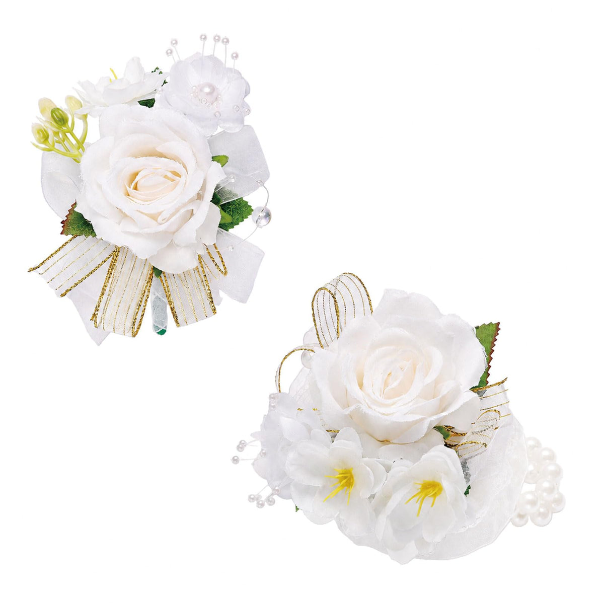 Boutonniere & Wrist Corsage Set for Wedding Prom, Pink Rose