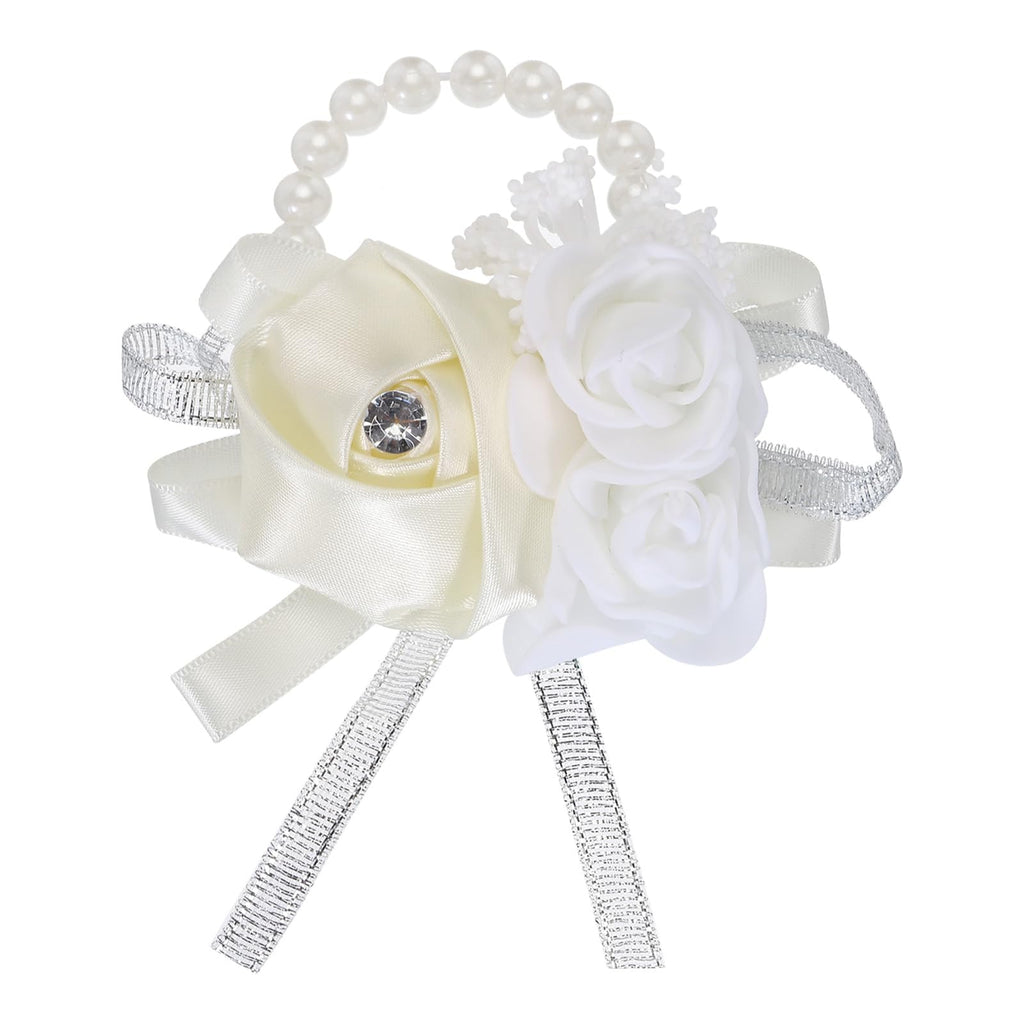 MECCANIXITY 12Pcs Wrist Corsage Artificial Flower Bracelets Rose Wrist Bride Groom Decorative for Wedding Ceremony Prom Party Anniversary Sky Blue