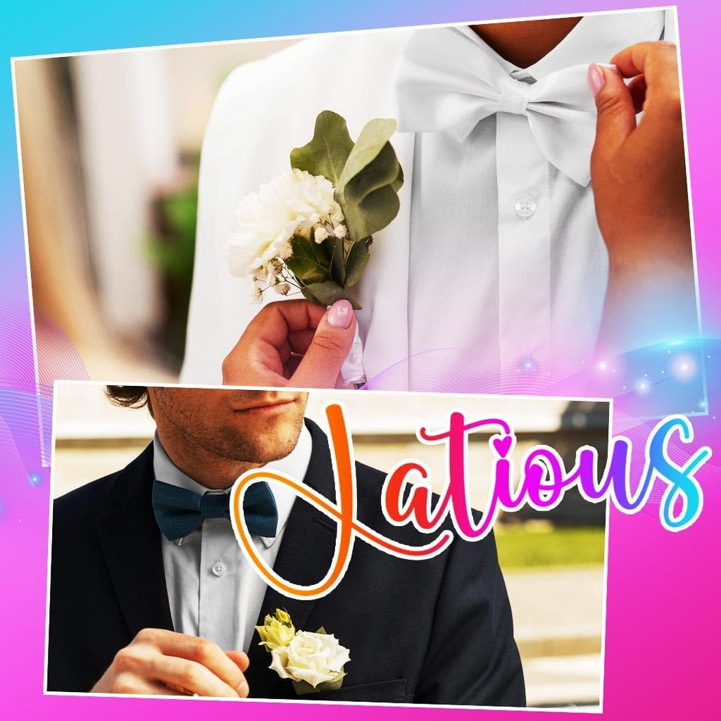 Wedding Rose Boutonniere Groom Flower Buttonholes Prom Suit Decoration for Men (White)