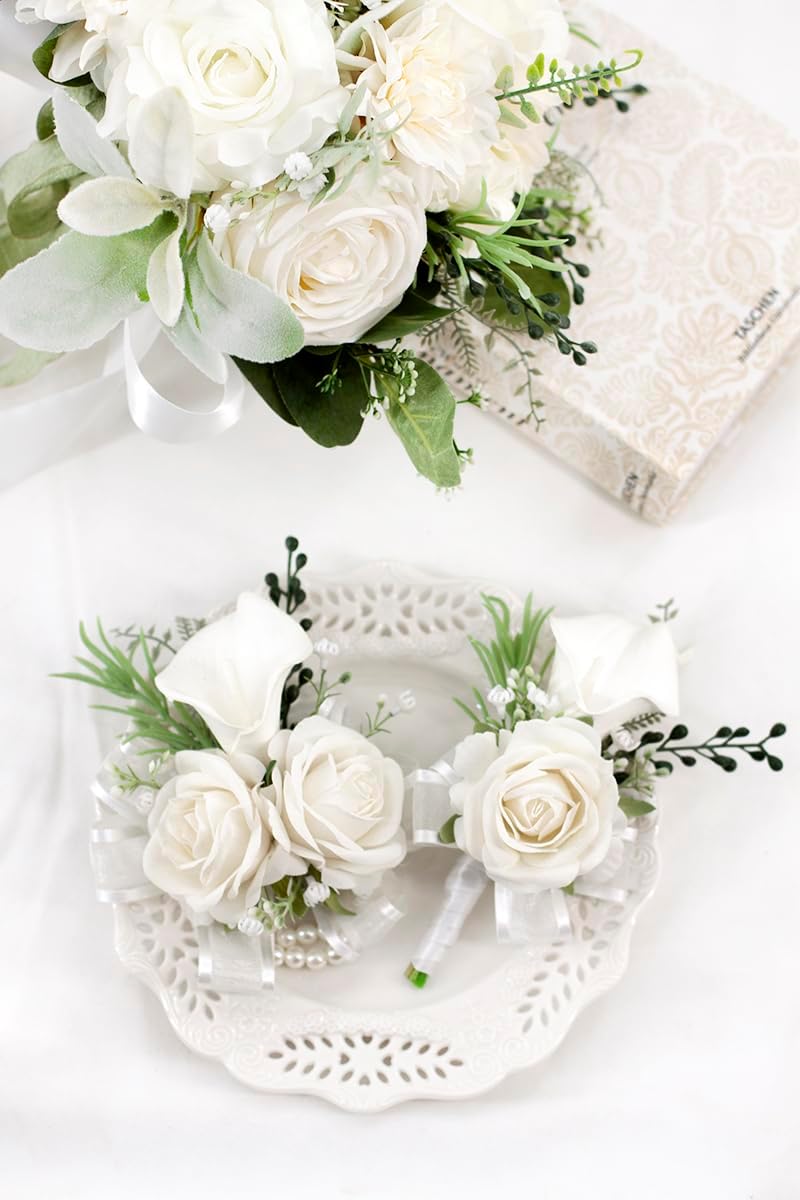 1Pc Single Ivory White Boutonnieres for Men Wedding Prom