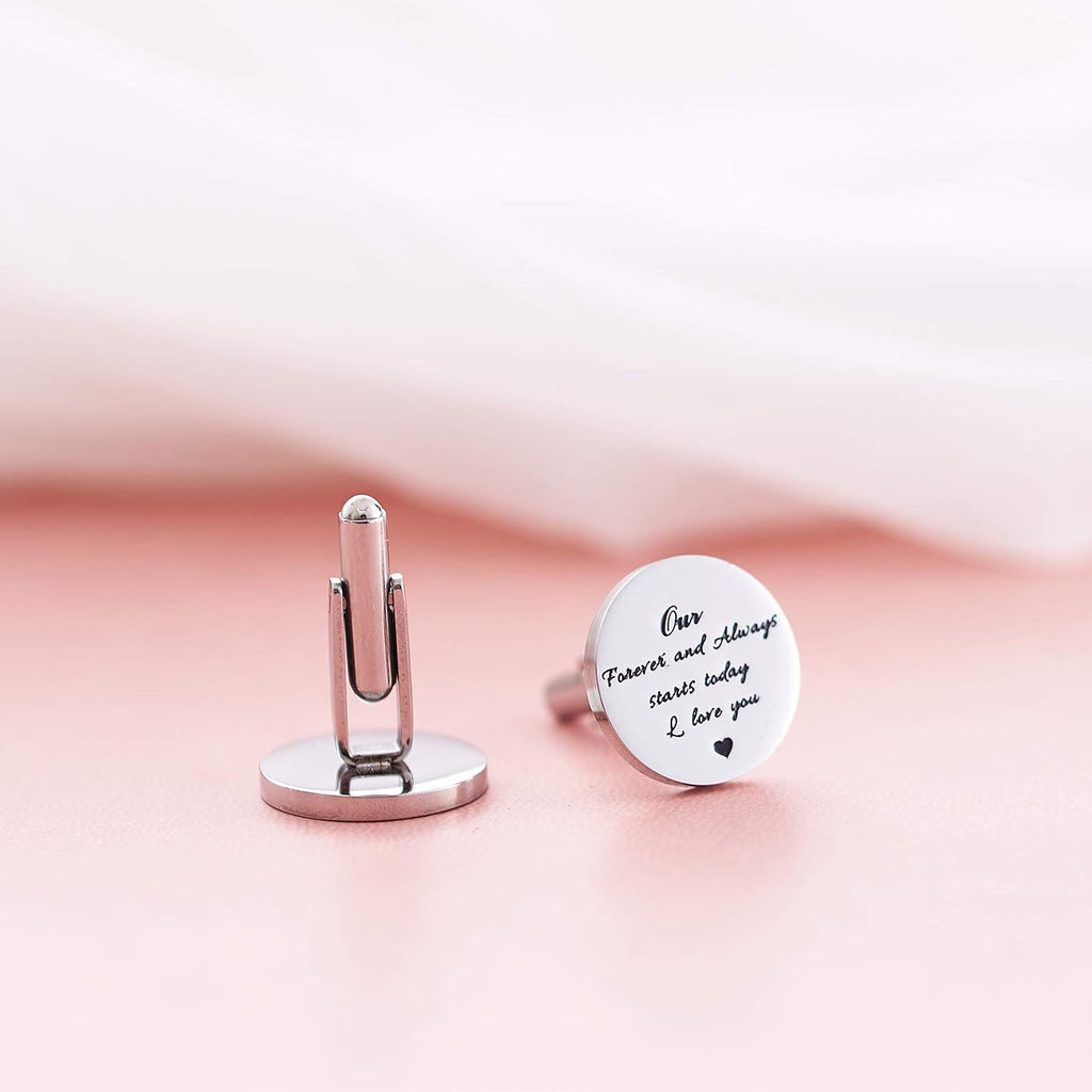 Melix Home Stainless Steel CuffLinks for Men Groom Meet Me at The Altar Wedding Gifts Cuff Links
