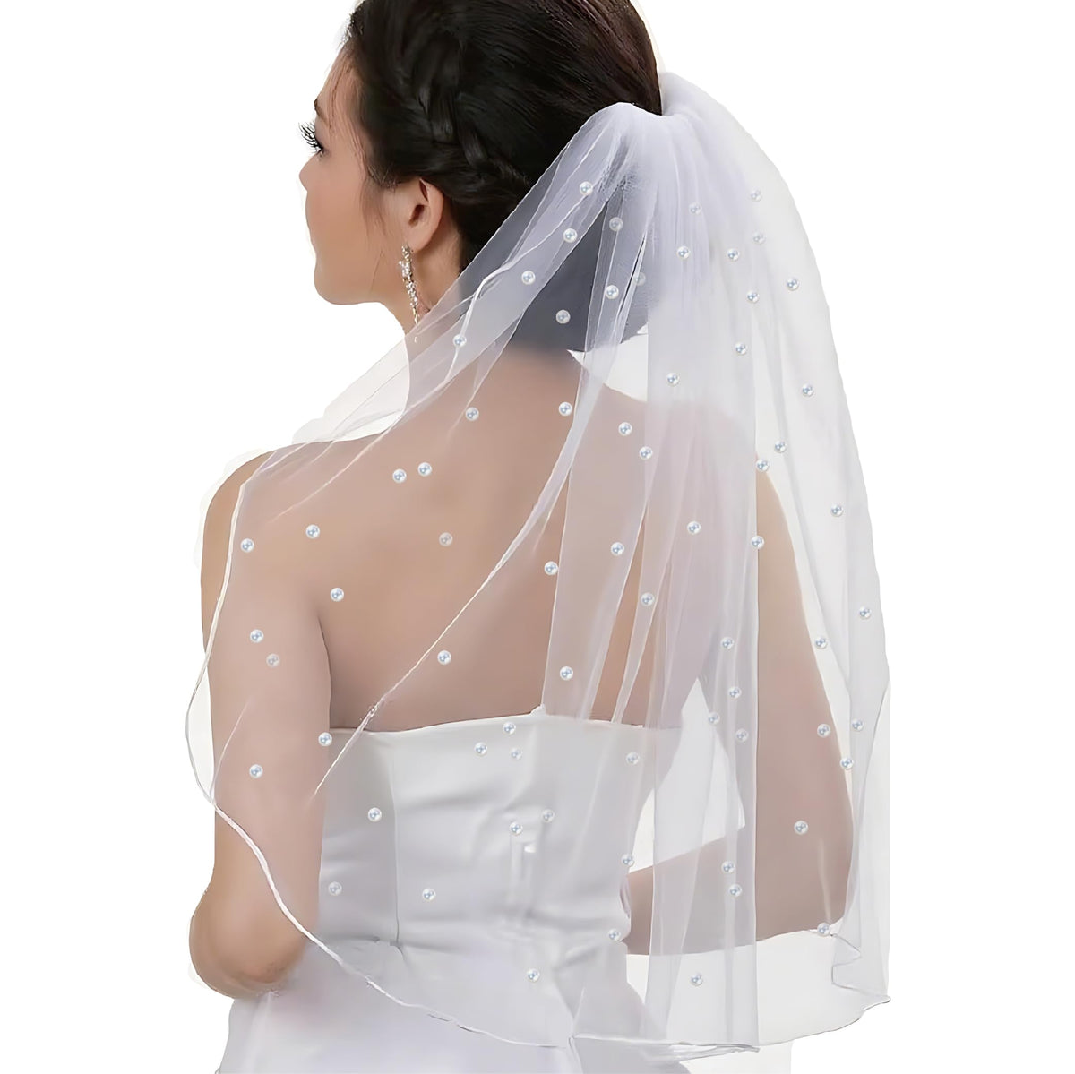 Bride Bow Veils For Women Wedding – Elegant White Tulle Hair Bridal Accessories, Veils for Bachelorette Party