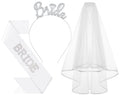 3Pcs Bride to Be Headband with Sash and Veil for Bachelorette Party