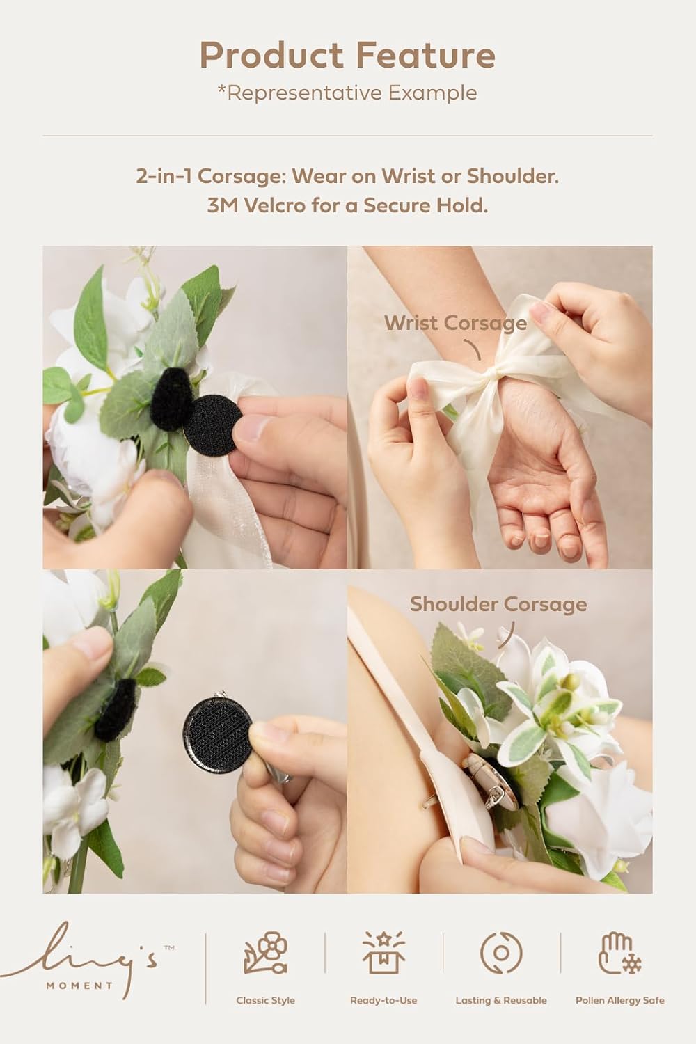 Ling's moment 2pcs Prom Wrist/Shoulder Corsage, Fall Terracotta