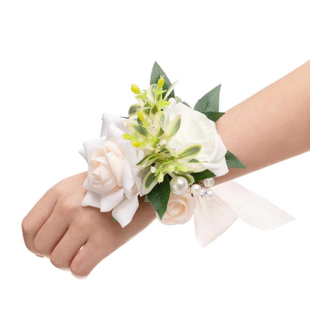Ling's moment Corsage Wristlet, Wedding Prom Decor, Dusty Rose