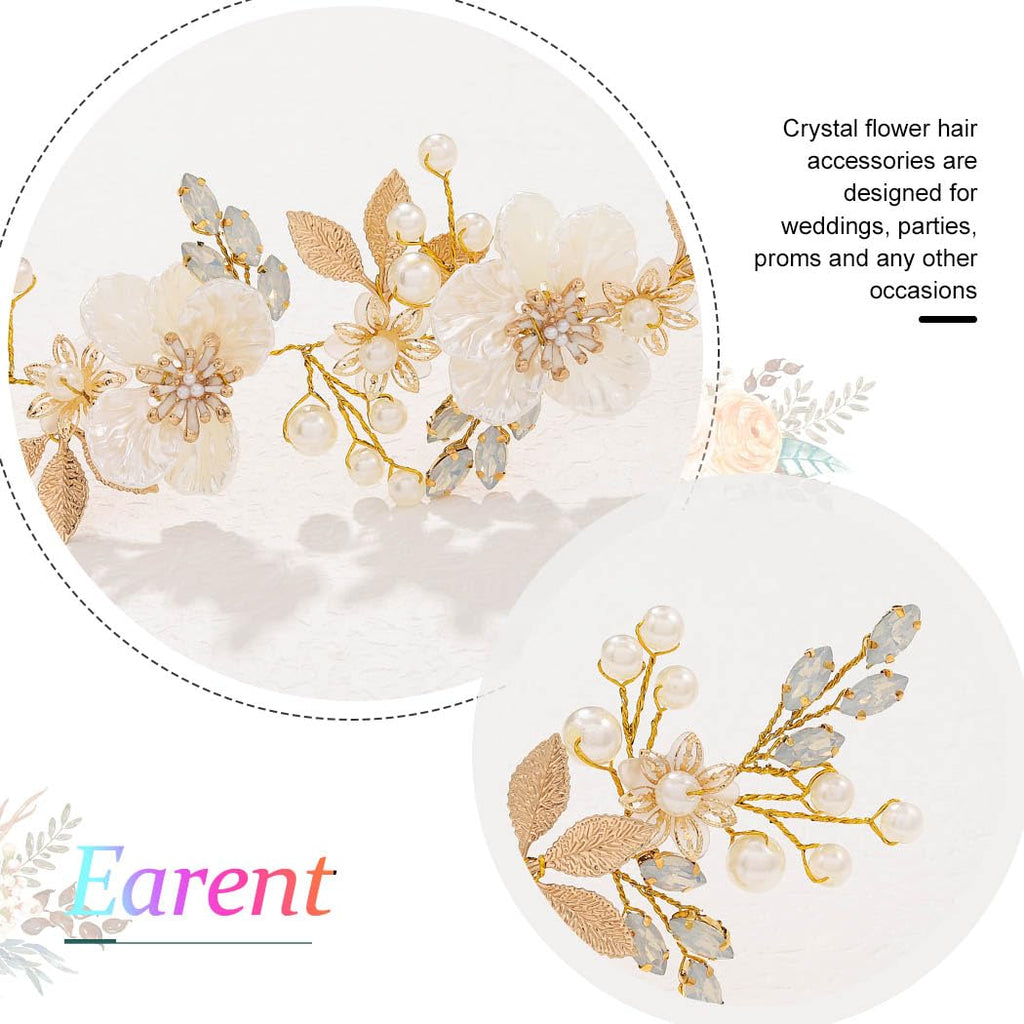 Flower Wedding Hair Pieces Gold Rhinestone Hair Vine Bridal Hair Accessories for Women and Brides