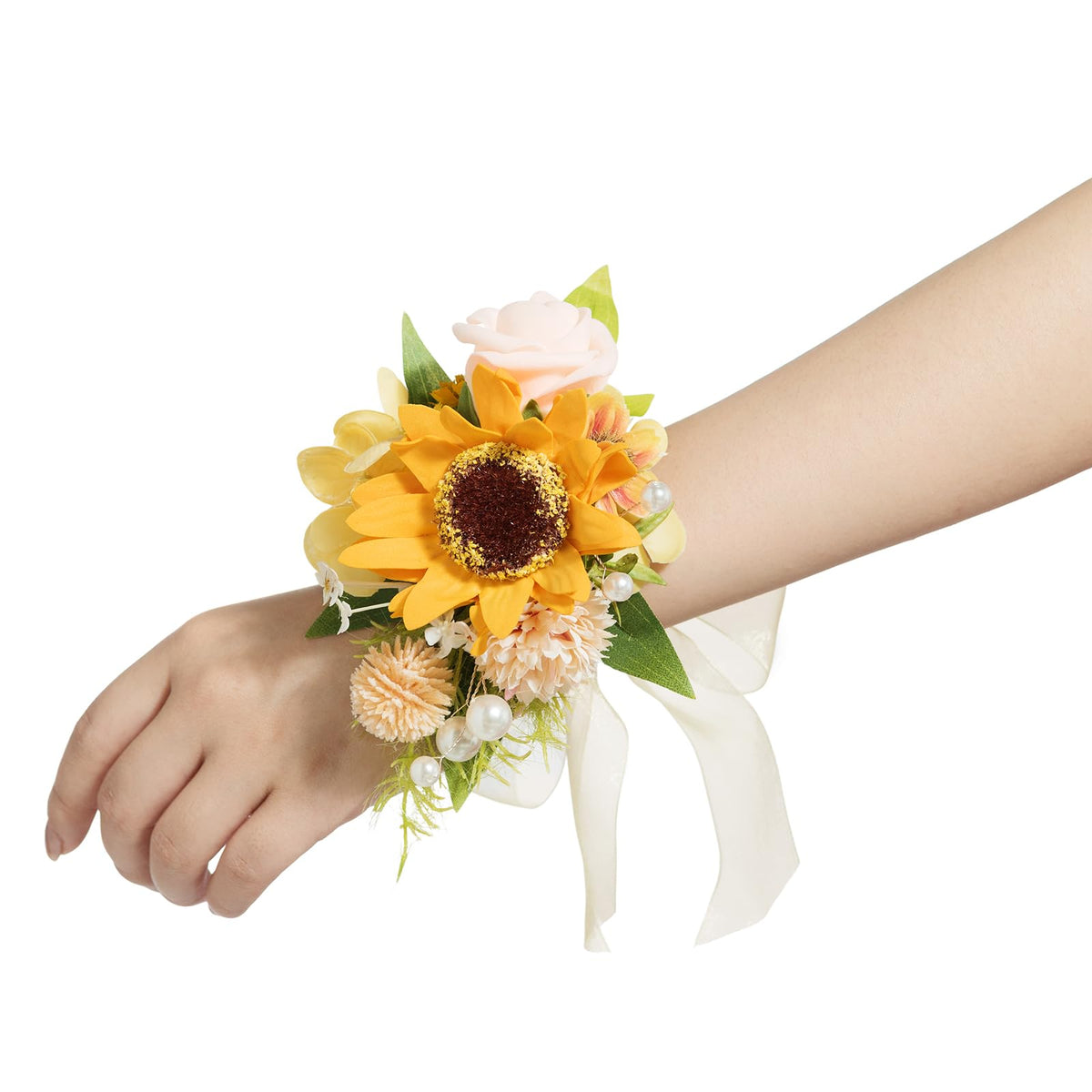 Ling's moment 2pcs Prom Wrist/Shoulder Corsage, Fall Terracotta