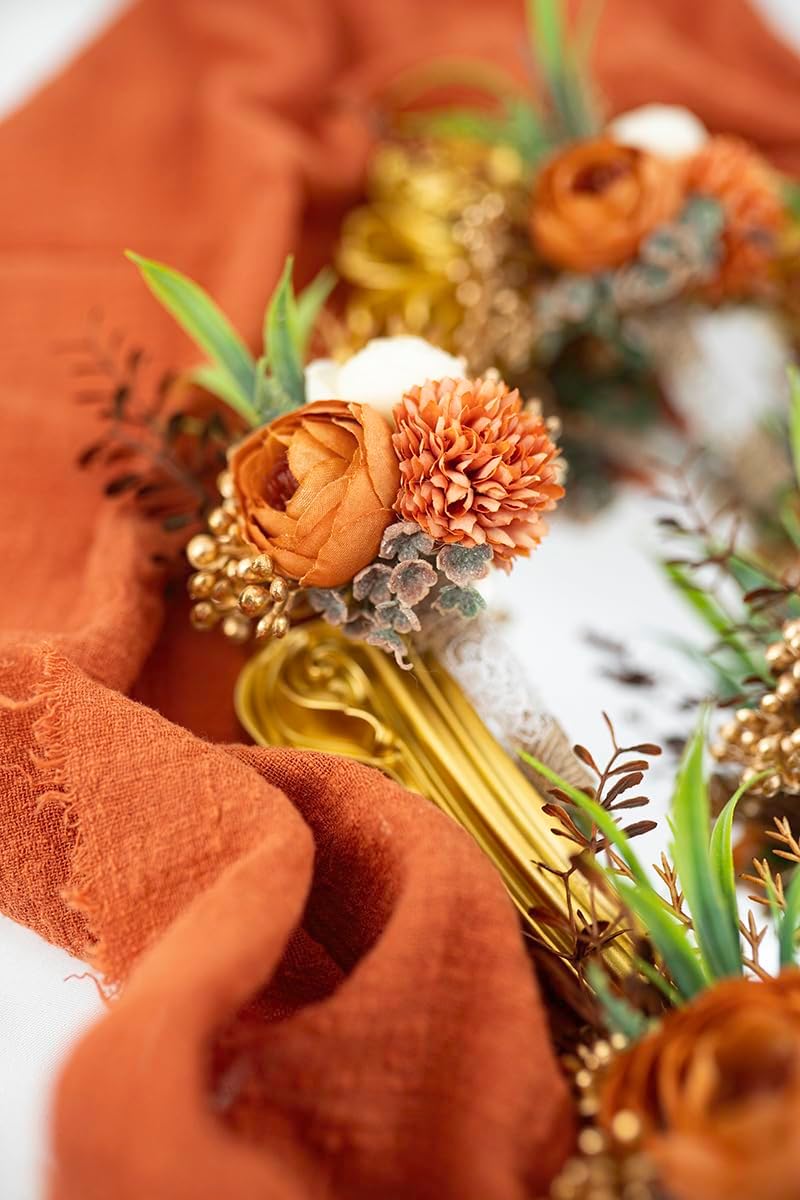 Ansofi Terracotta Corsage and Boutonniere Set Artificial Rose Flower