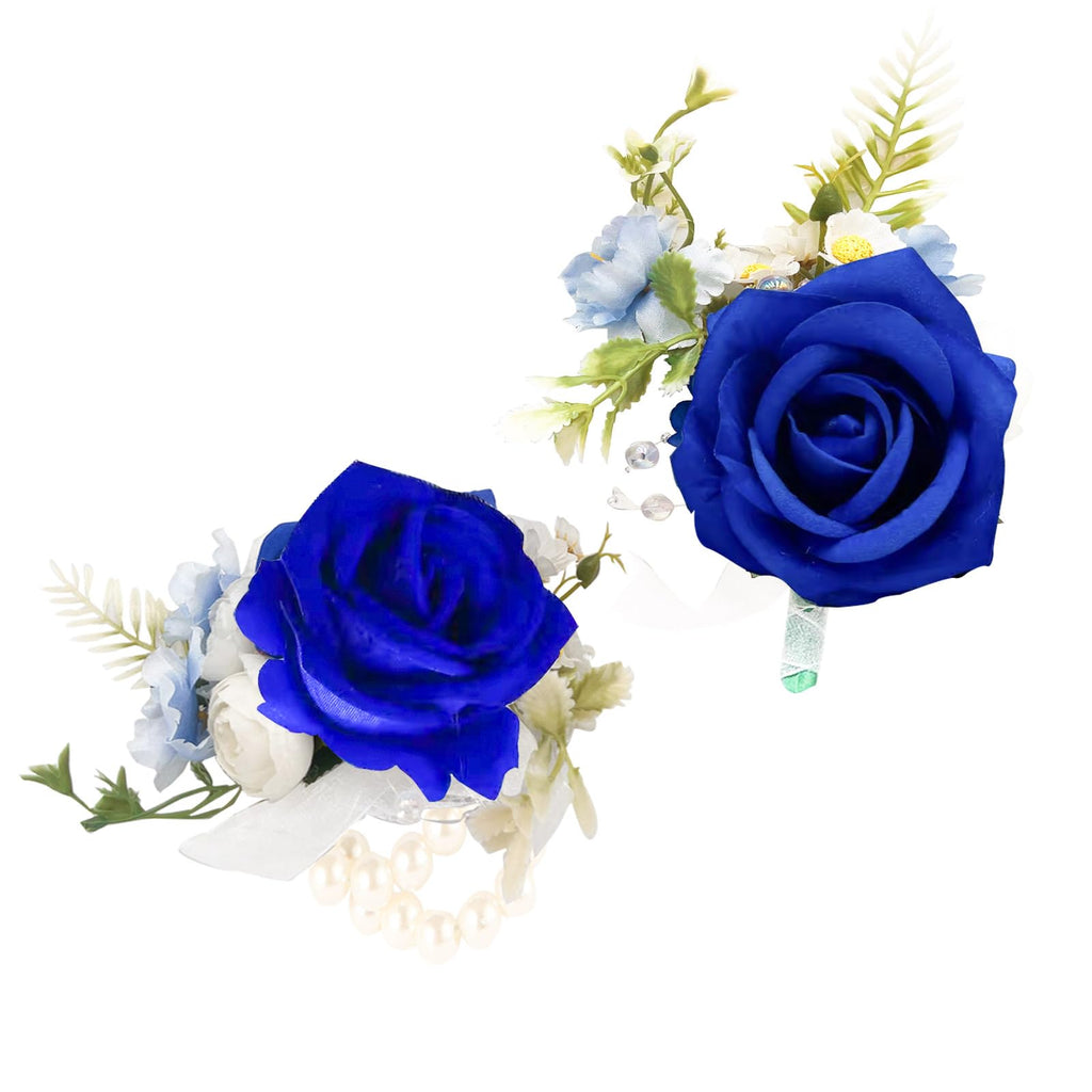 Boutonniere & Wrist Corsage Set for Wedding Prom, Pink Rose