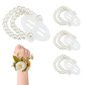 Corsage Wristlet,Elastic Double-Strand Pearl Corsage Wristlet Band for Women,Wrist Corsage Bracelets for Wedding Party Decorations,Graduation Party,DIY Handmade Flower Supplies