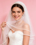Pearl Bridal Headband Veil for Bachelorette Party Decorations