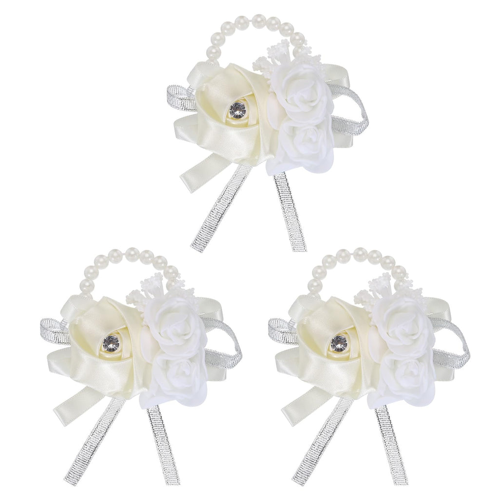 MECCANIXITY 12Pcs Wrist Corsage Artificial Flower Bracelets Rose Wrist Bride Groom Decorative for Wedding Ceremony Prom Party Anniversary Sky Blue