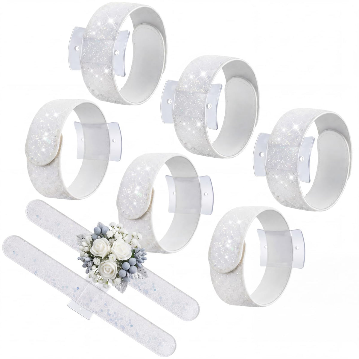 6 Pcs Slaplet Corsage Wristlet Bracelets Slap Bands
