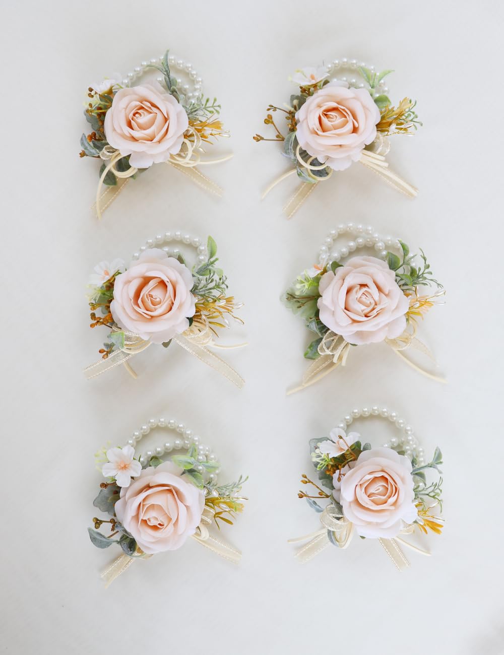 Autumn Caramel Orange Wedding Corsage Set, 6 Pieces, Groom's Boutonniere, Best Man's, Guest Corsages