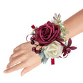 Set of 2 Wrist Corsage Wristlet for Wedding Bridesmaid Mother Grandmother for Bridal Shower Wedding Artificial Roses Flower Prom (Dusty Blue)