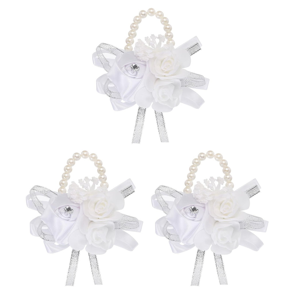 MECCANIXITY 12Pcs Wrist Corsage Artificial Flower Bracelets Rose Wrist Bride Groom Decorative for Wedding Ceremony Prom Party Anniversary Sky Blue