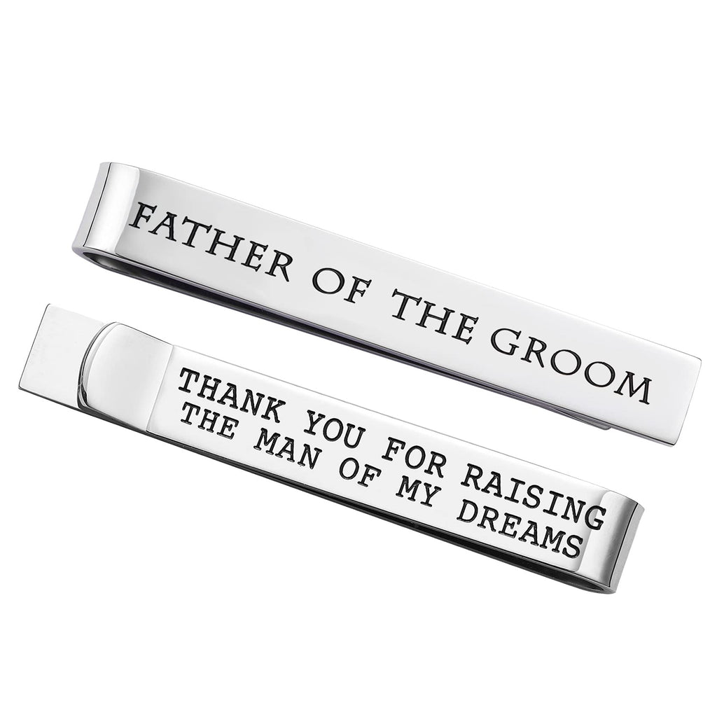 Father of the Bride and Groom Gifts - Wedding Tie Clips for Groomsmen From the Bride - Stainless Steel Tie Bars