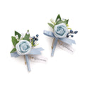 Ling's moment Boutonniere for Men, 2pcs, White Ivory