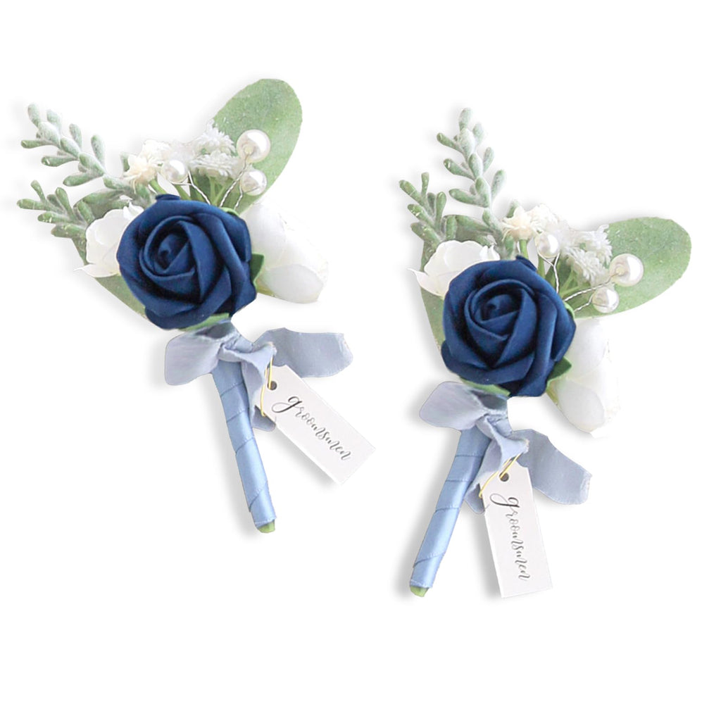 Lookein Set of 2 Wedding Boutonniere for Men Artificial Flowers Wedding Groom Groomsmen Boutonniere for Wedding Ceremony Anniversary Formal Dinner Party, Dusty Rose