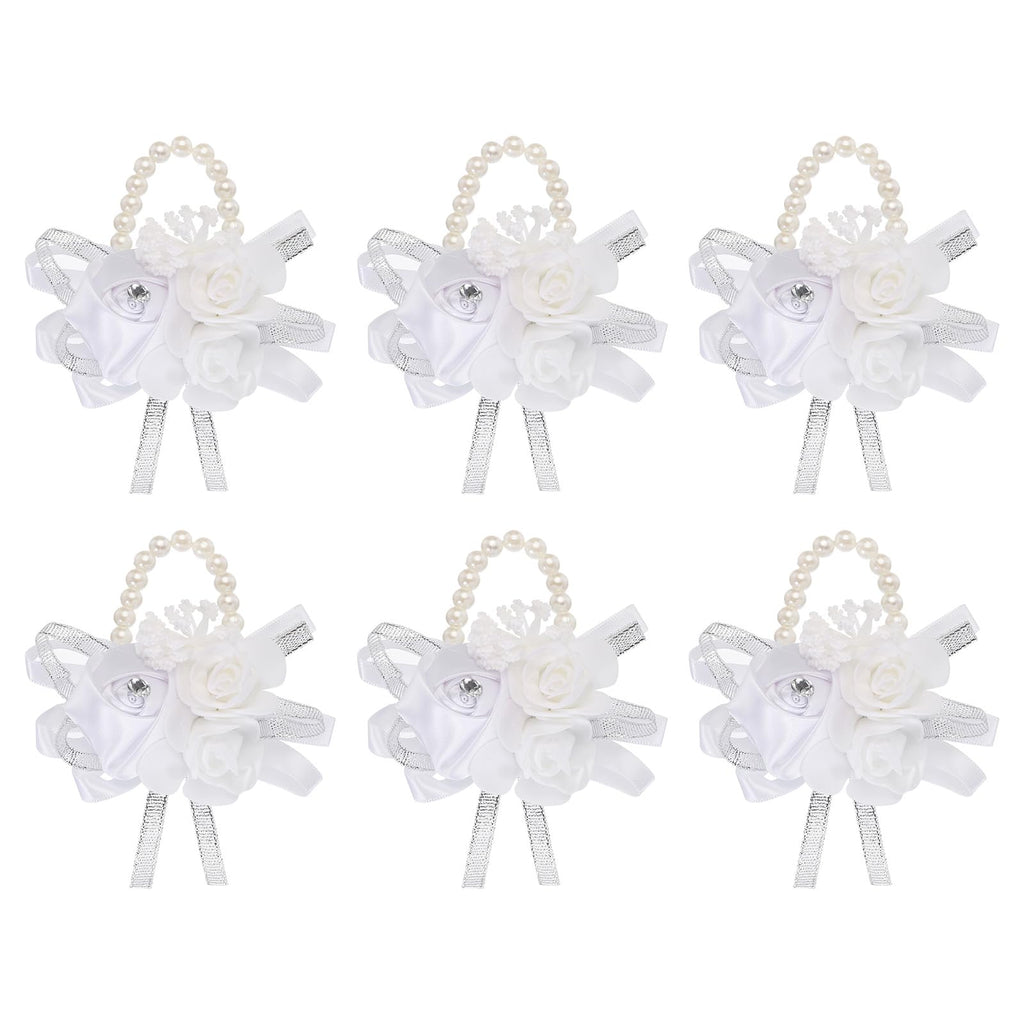 MECCANIXITY 12Pcs Wrist Corsage Artificial Flower Bracelets Rose Wrist Bride Groom Decorative for Wedding Ceremony Prom Party Anniversary Sky Blue