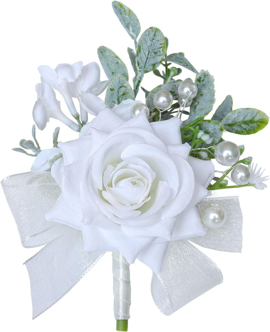 White Rose Wrist Corsages for Wedding Ceremony Anniversary, Wrist Corsages for Mother of Bride and Groom, Artificial Flowers Wrist Corsage for Bridesmaid Girl Party Prom
