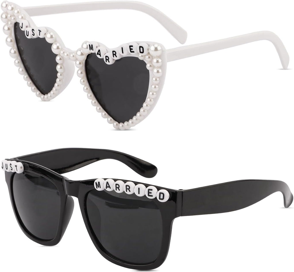 Just Married Decorations Bride And Groom Sunglasses for Just Married Wedding Party Decorations Wedding Sunglasses Accessories White And Black