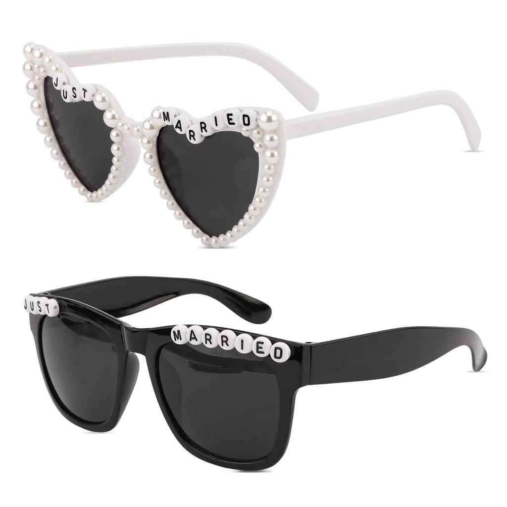 Just Married Decorations Bride And Groom Sunglasses for Just Married Wedding Party Decorations Wedding Sunglasses Accessories White And Black