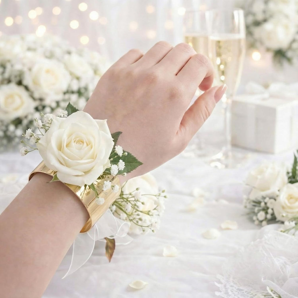 Liliaafar 6 Pcs Gold Corsage Wristlet Cuff Bracelets Women,Cuff