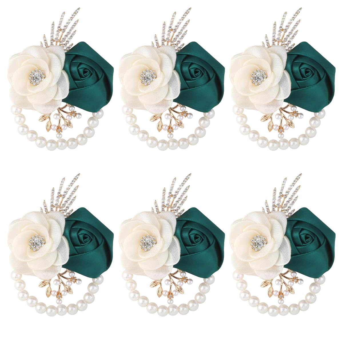 Bride Bridesmaids Rose Wrist Corsage Girls Ladies Accessories,Wrist Flower for Prom, Homecoming Dinner Parties, Weddings. (4, Ivory)