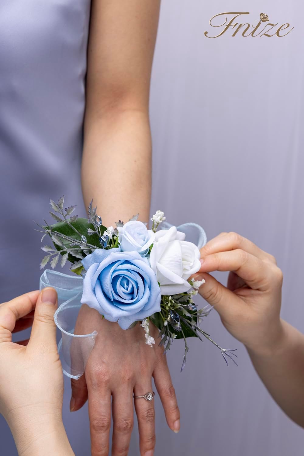 Fnize Blue Corsage and Boutonniere Set for Prom Homecoming Wedding Flower
