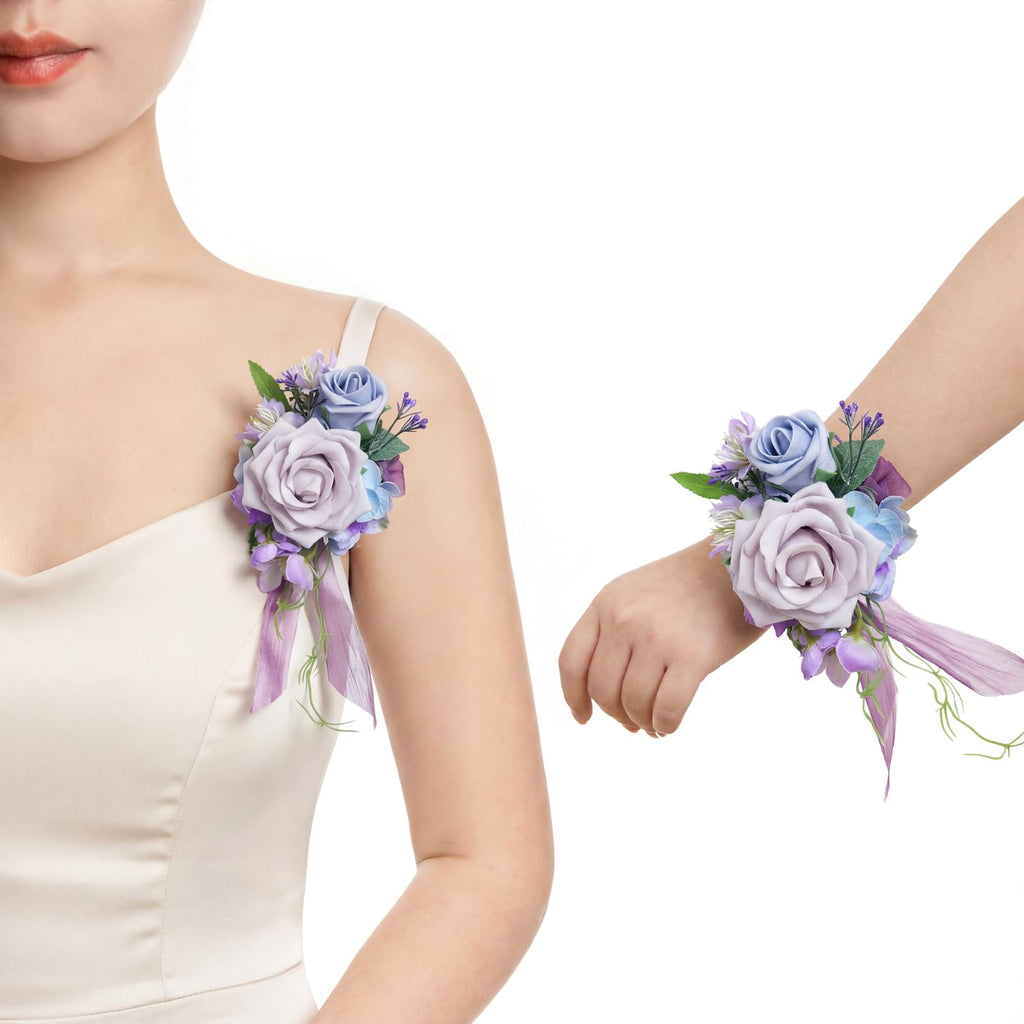 Ling's moment 2pcs Prom Wrist/Shoulder Corsage, Fall Terracotta