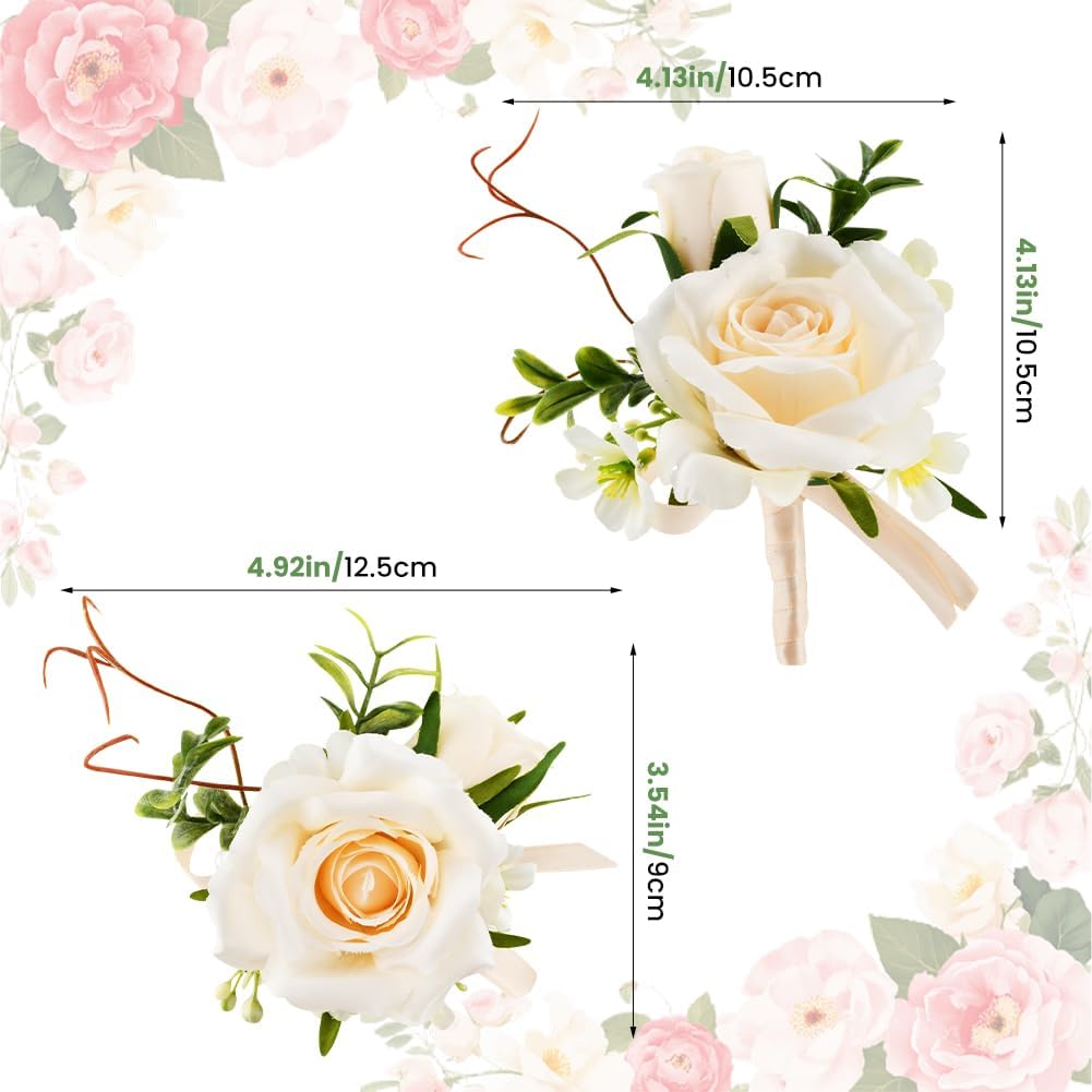 Wrist Corsage and Boutonniere Set for Wedding, Prom Suit Accessories