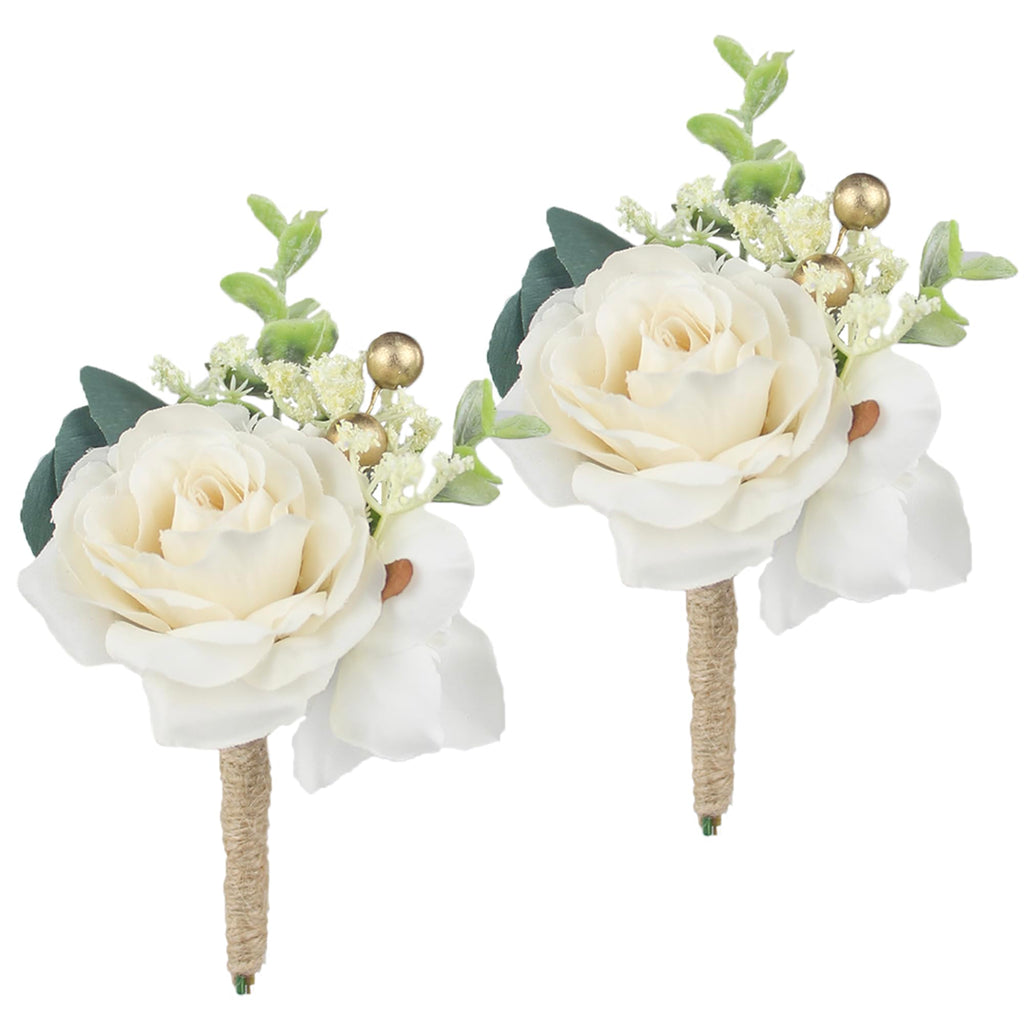 Rinlong 2Pcs Terracotta Boutonnieres with Pins for Men, Groom, Groomsmen