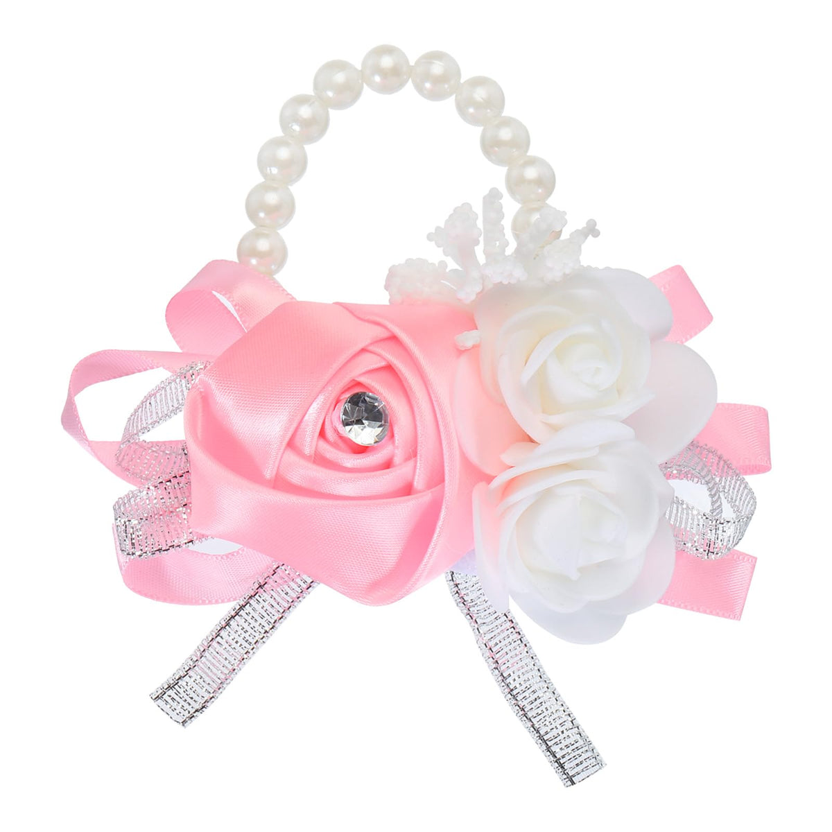 MECCANIXITY 12Pcs Wrist Corsage Artificial Flower Bracelets Rose Wrist Bride Groom Decorative for Wedding Ceremony Prom Party Anniversary Sky Blue