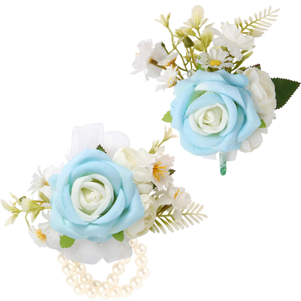 Boutonniere & Wrist Corsage Set for Wedding Prom, Pink Rose