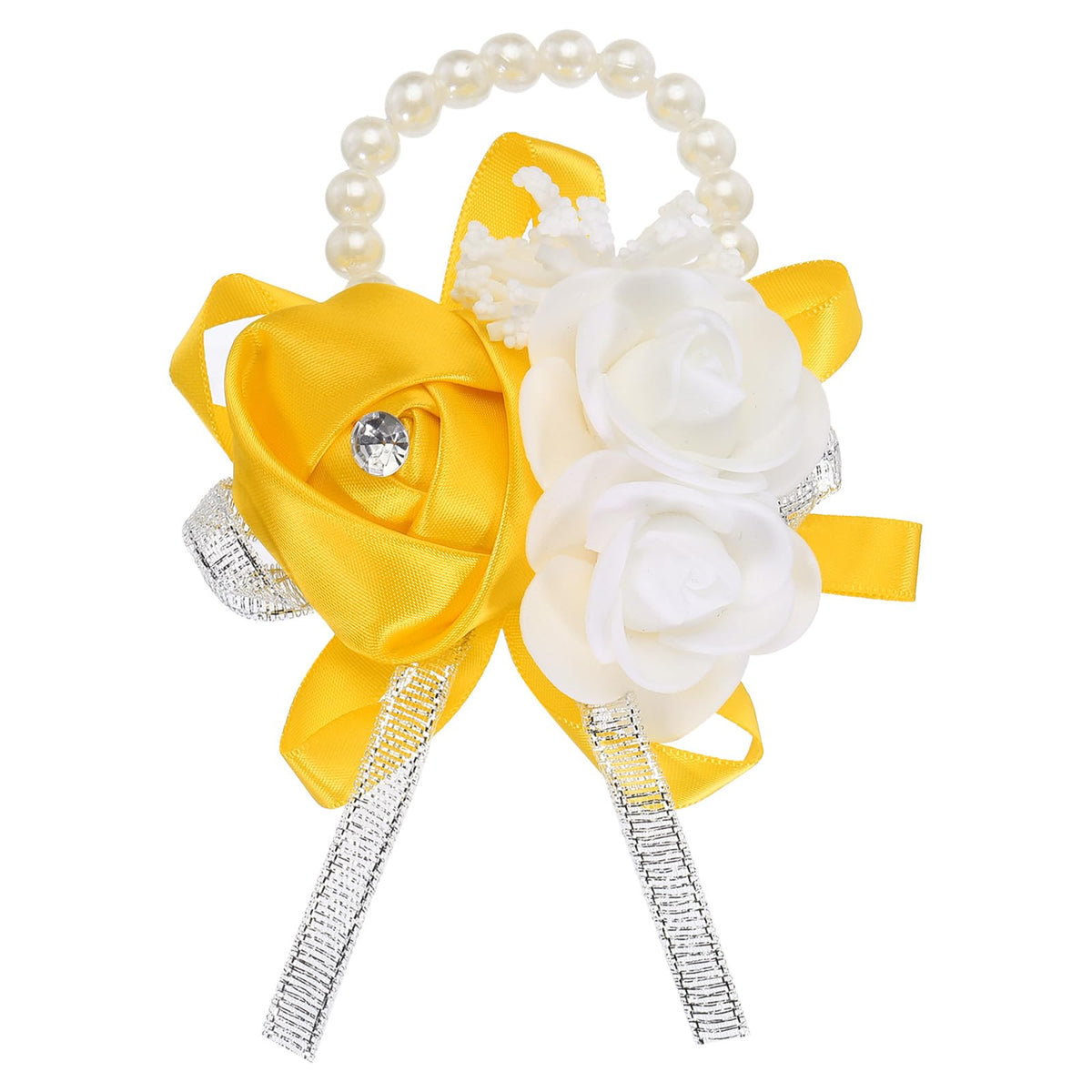 MECCANIXITY 12Pcs Wrist Corsage Artificial Flower Bracelets Rose Wrist Bride Groom Decorative for Wedding Ceremony Prom Party Anniversary Sky Blue