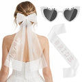 Erythem Bride to Be Set with Veil, Sash & Sunglasses, Bachelorette Party Accessories for Bridal Shower Engagement Wedding
