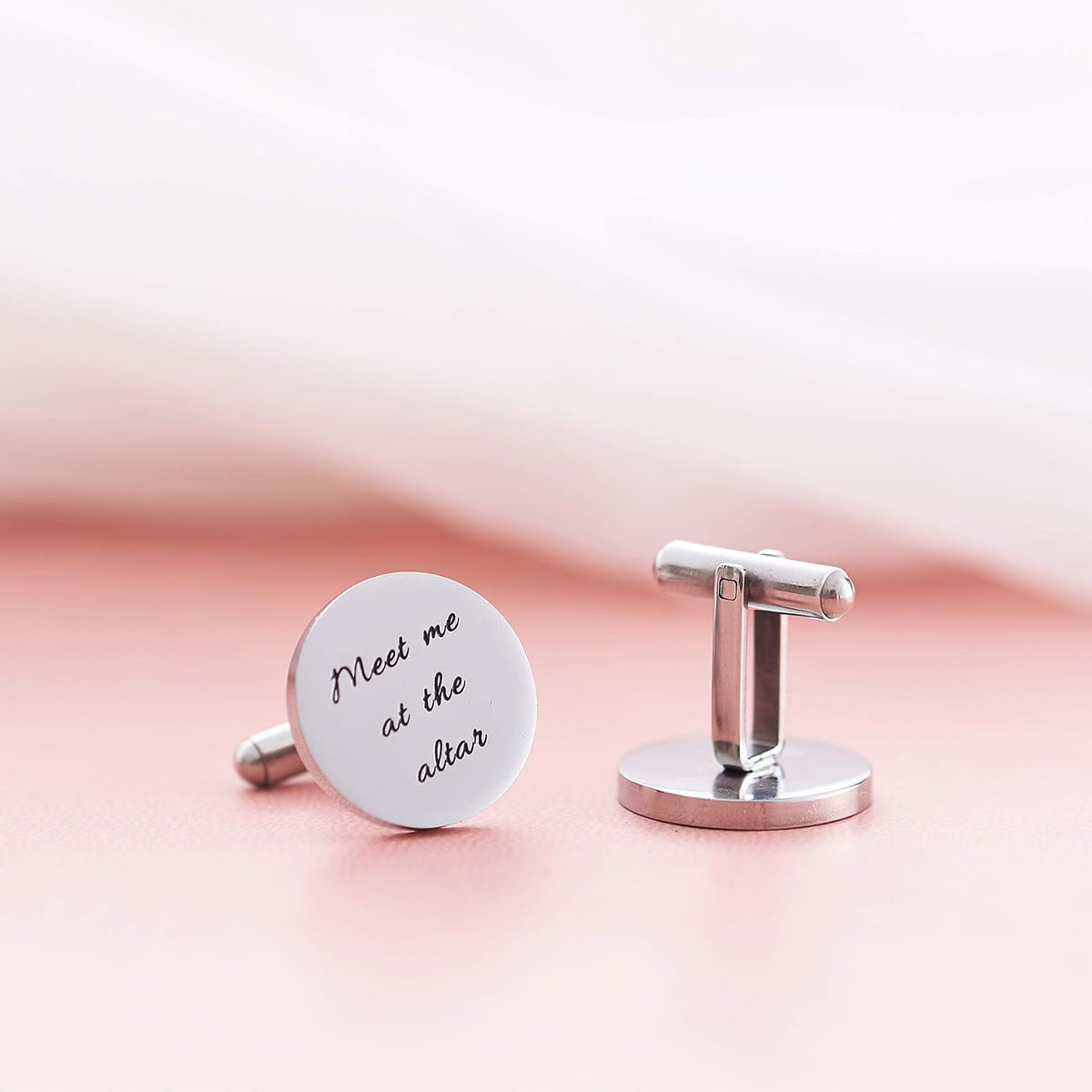 Melix Home Stainless Steel CuffLinks for Men Groom Meet Me at The Altar Wedding Gifts Cuff Links