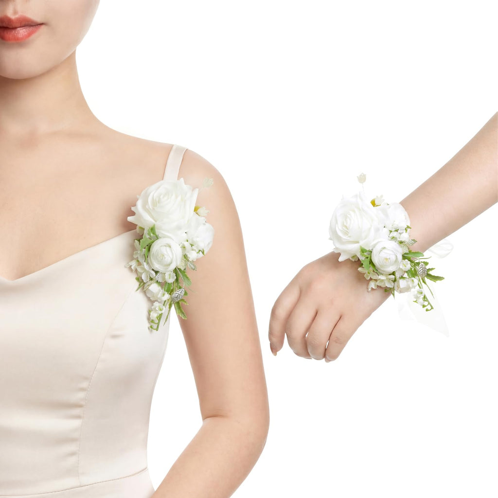 Ling's moment 2pcs Prom Wrist/Shoulder Corsage, Fall Terracotta