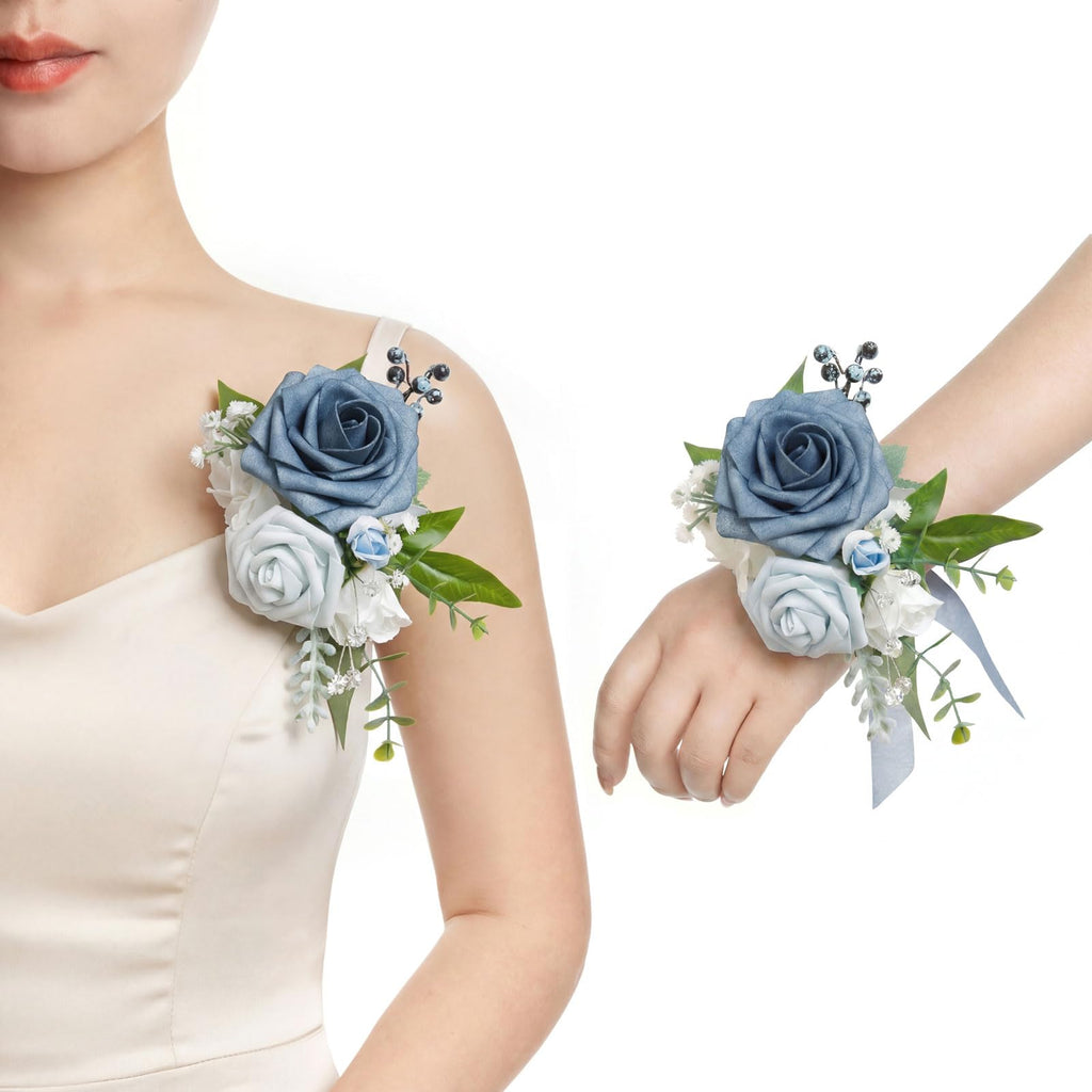 Ling's moment 2pcs Prom Wrist/Shoulder Corsage, Fall Terracotta
