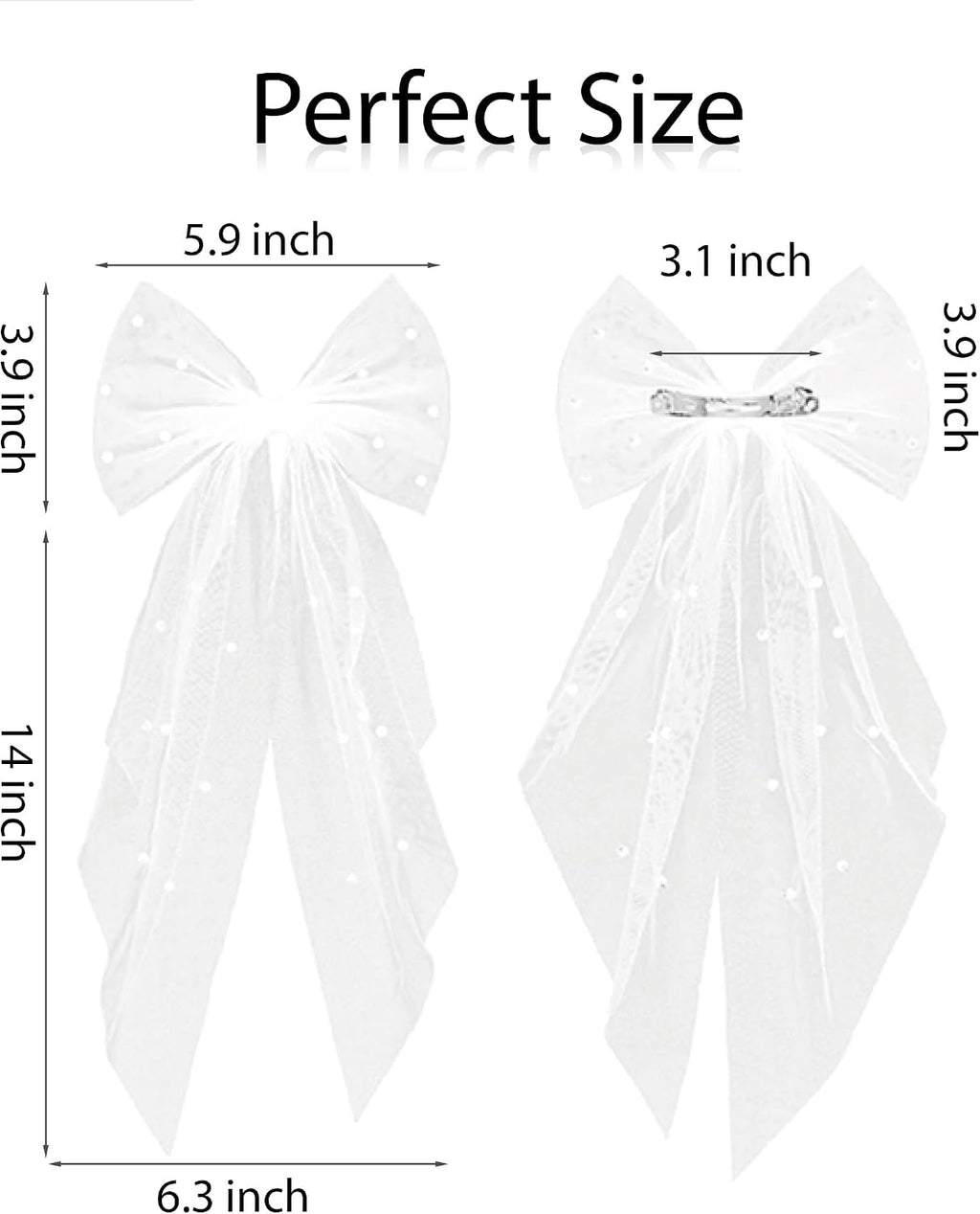 Bride Bow Veils For Women Wedding – Elegant White Tulle Hair Bridal Accessories, Veils for Bachelorette Party