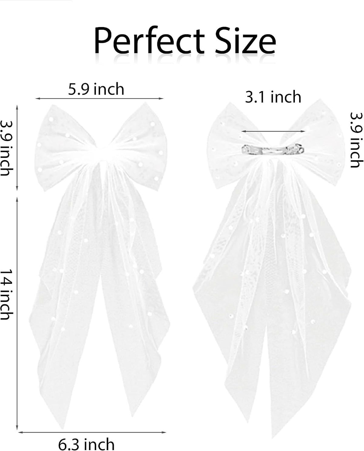 Bride Bow Veils For Women Wedding – Elegant White Tulle Hair Bridal Accessories, Veils for Bachelorette Party