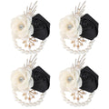 Bride Bridesmaids Rose Wrist Corsage Girls Ladies Accessories,Wrist Flower for Prom, Homecoming Dinner Parties, Weddings. (4, Ivory)