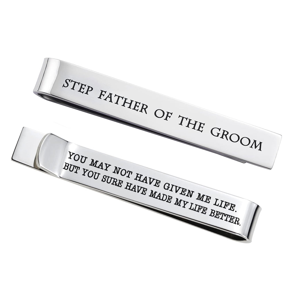 Father of the Bride and Groom Gifts - Wedding Tie Clips for Groomsmen From the Bride - Stainless Steel Tie Bars