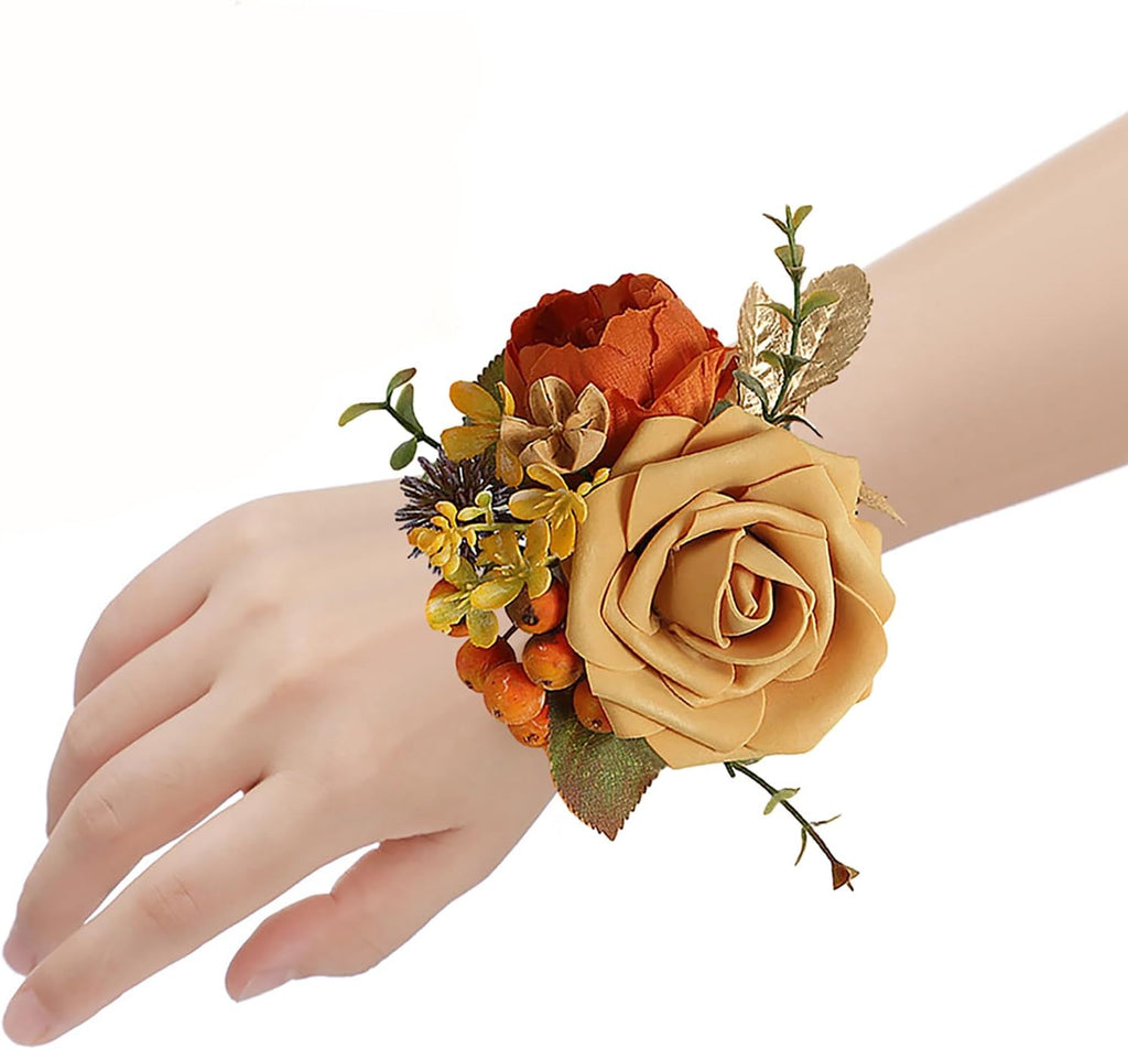 Set of 2 Wrist Corsage for Wedding Terracotta Flowers Corsage Wristlet Prom Flower Wrist Corsages for Bridal Shower Wedding Prom Bridesmaid Mother Grandmother Corsages