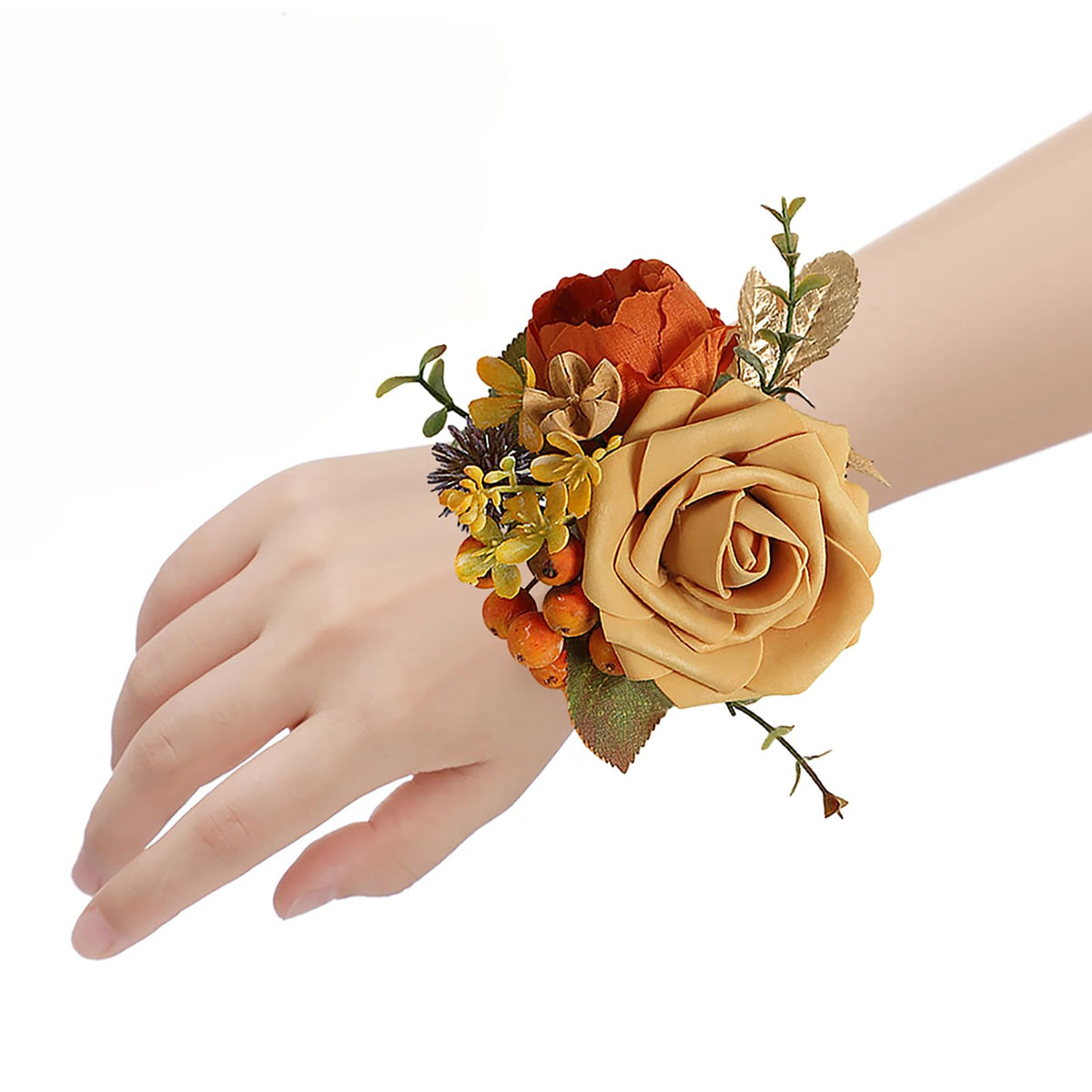 Set of 2 Wrist Corsage for Wedding Terracotta Flowers Corsage Wristlet Prom Flower Wrist Corsages for Bridal Shower Wedding Prom Bridesmaid Mother Grandmother Corsages