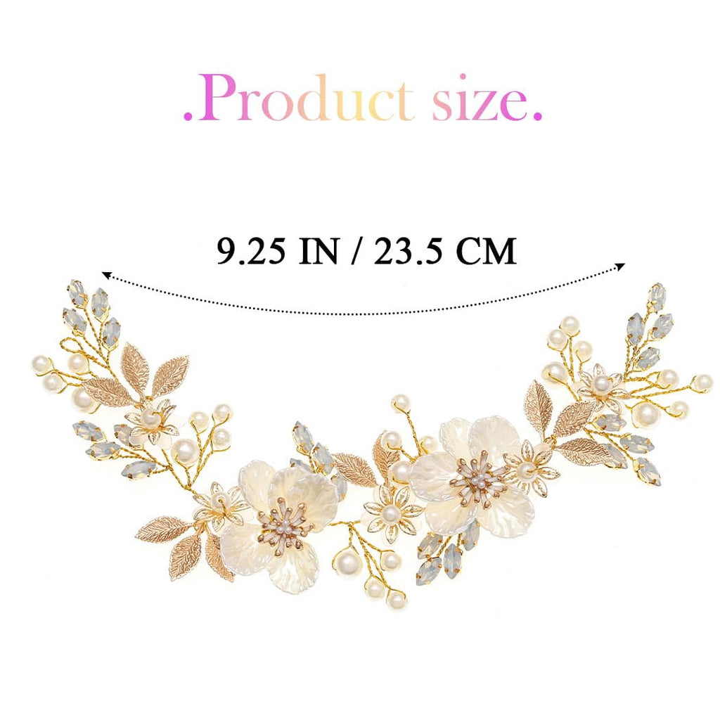 Flower Wedding Hair Pieces Gold Rhinestone Hair Vine Bridal Hair Accessories for Women and Brides