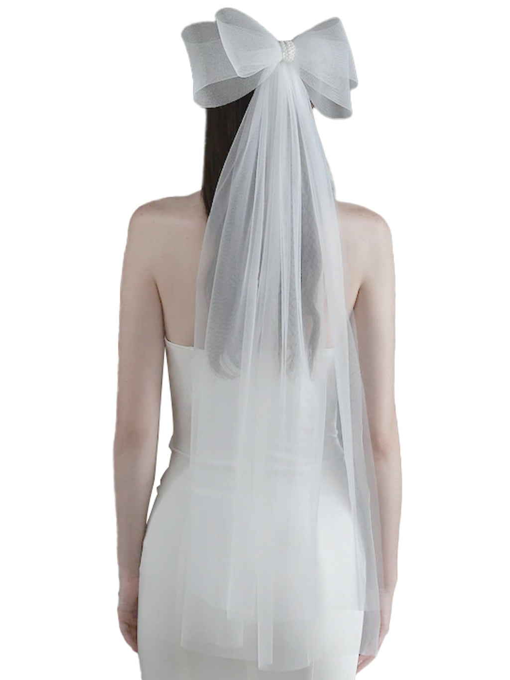 Bridal Veil Bachelorette Party Veil White Bow Wedding Veil Elegant Tulle Layer Hair Clip for Women and Girls