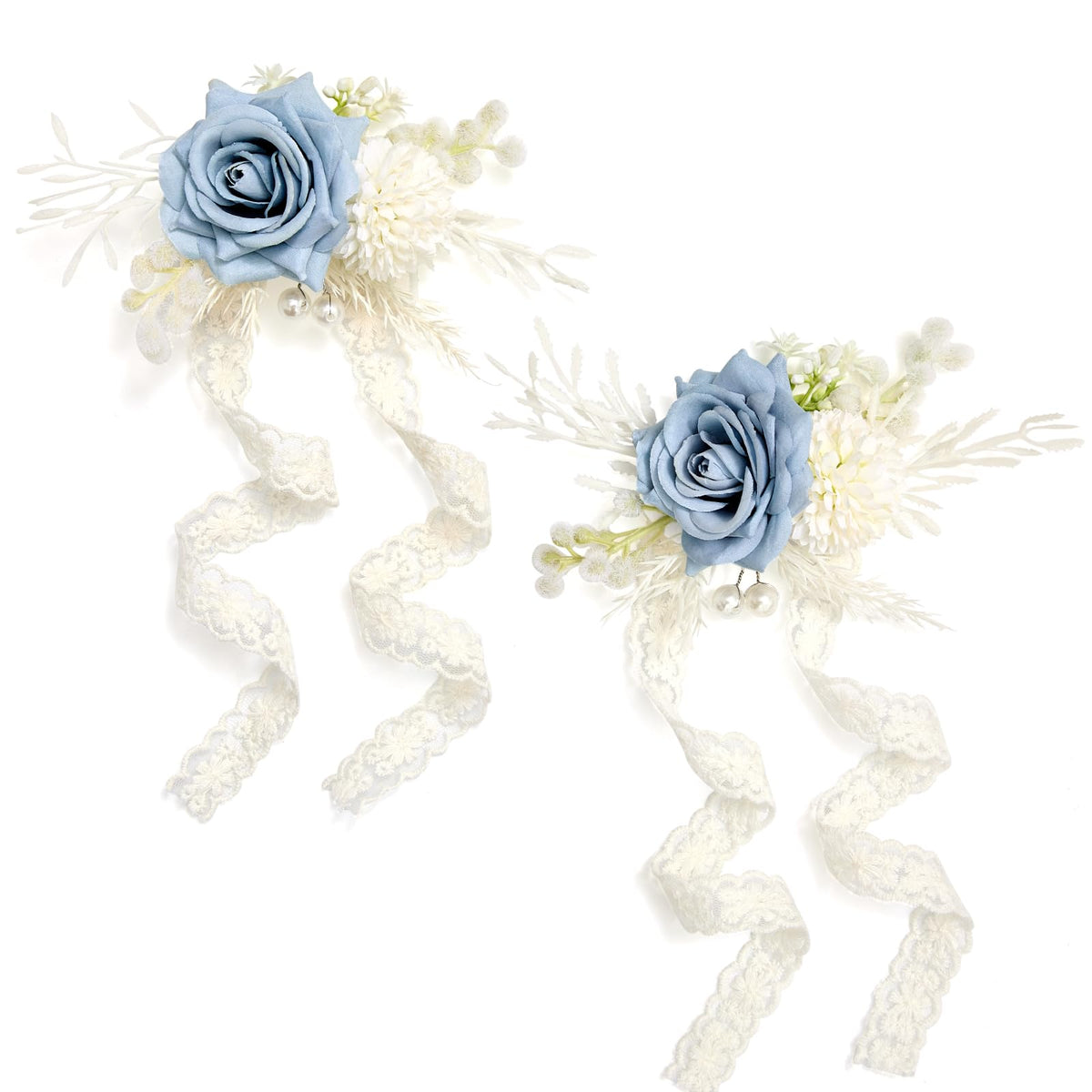 Serwalin 6 Pcs White Rose Wrist Corsage Wristlet for Wedding Prom Party